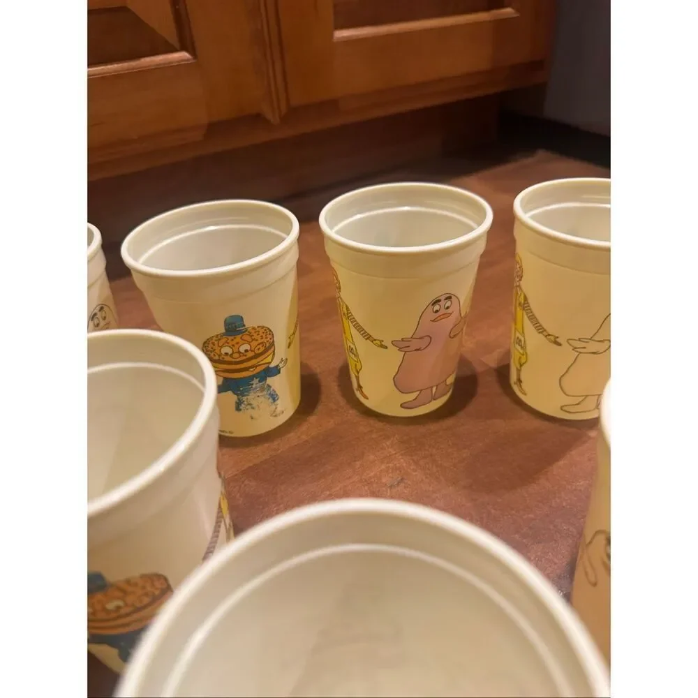 Vintage 1986 McDonald’s Plastic Cups Lot of 9 Ronald Grimace Mayor McCheese VTG